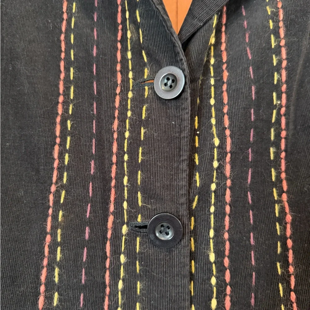 Vintage J. Jill Black Corduroy Jacket with Embroidery Details - Picture 3 of 5